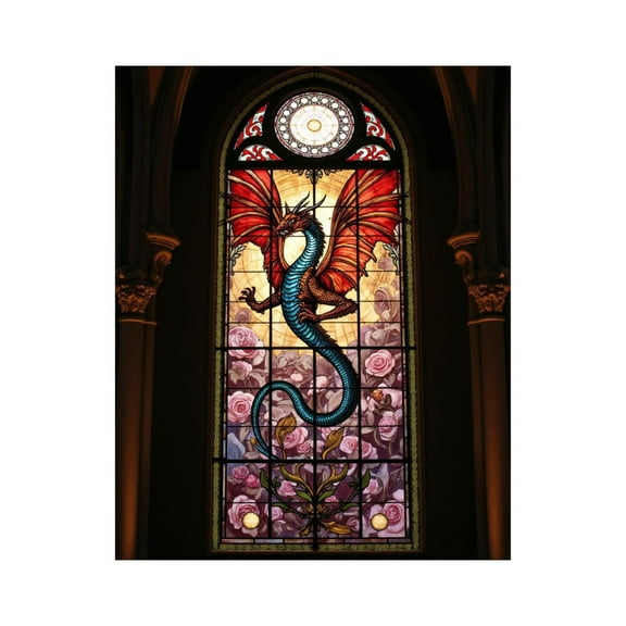 Paint By Numbers Kit for Adults Beginner - DIY Dragon Stained Glass Window Art Canvas Painting Kits for Adults, Frameless Paint By Number for Adults for Home Wall Decor 16x20 Inch