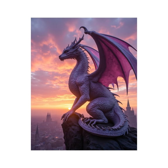 Paint By Numbers Kit for Adults Beginner - DIY Dragon Sunset Majestic Skyline Canvas Painting Kits for Adults, Frameless Paint By Number for Adults for Home Wall Decor 16x20 Inch