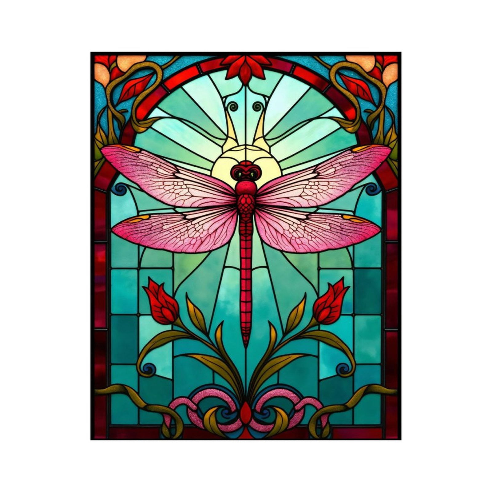 Paint By Numbers Kit for Adults Beginner - DIY Dragonfly Stained Glass Art Deco Canvas Painting Kits for Adults, Frameless Paint By Number for Adults for Home Wall Decor 16x20 Inch