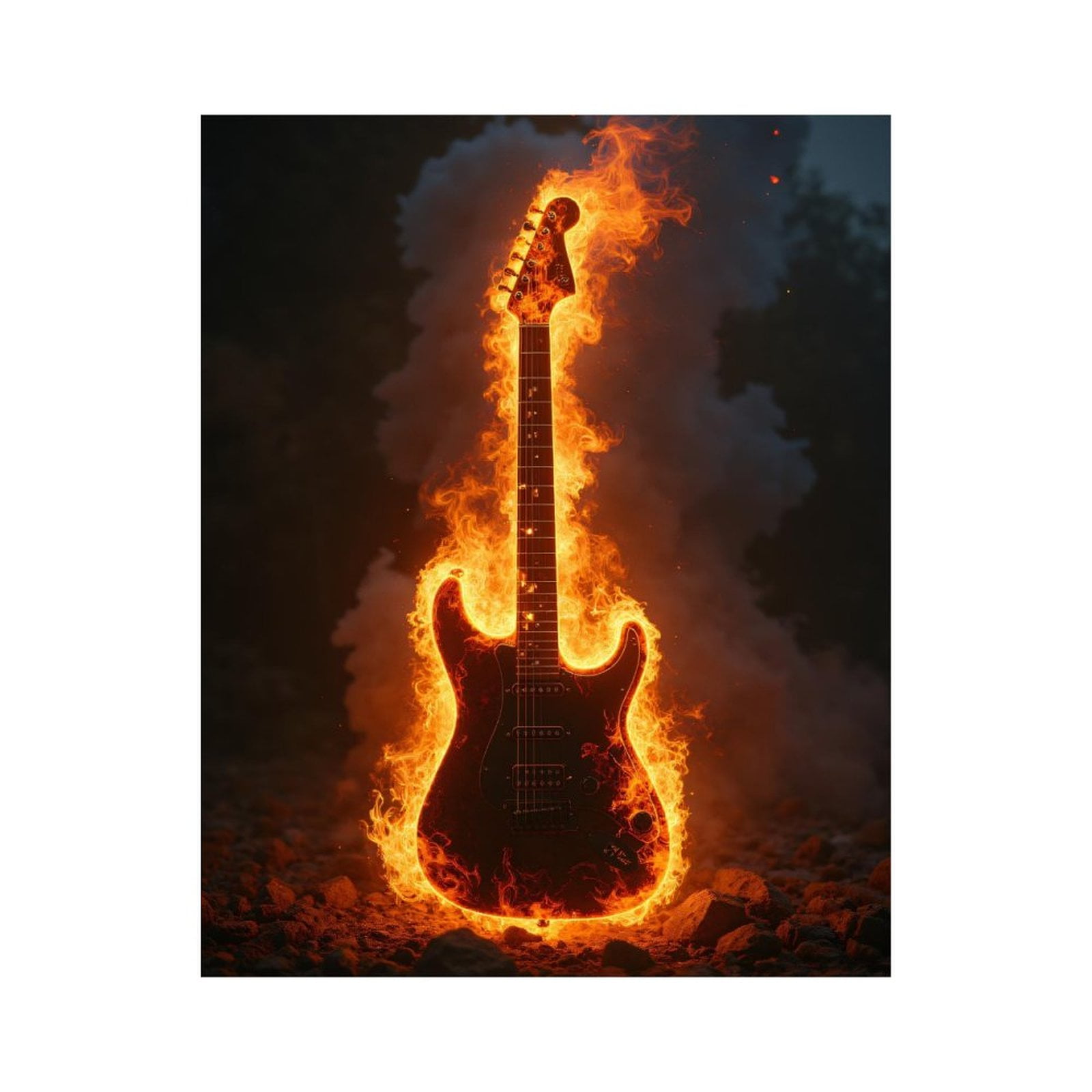 Paint By Numbers Kit for Adults Beginner - DIY Electric Guitar Ablaze Fiery Rock Canvas Painting Kits for Adults, Frameless Paint By Number for Adults for Home Wall Decor 16x20 Inch