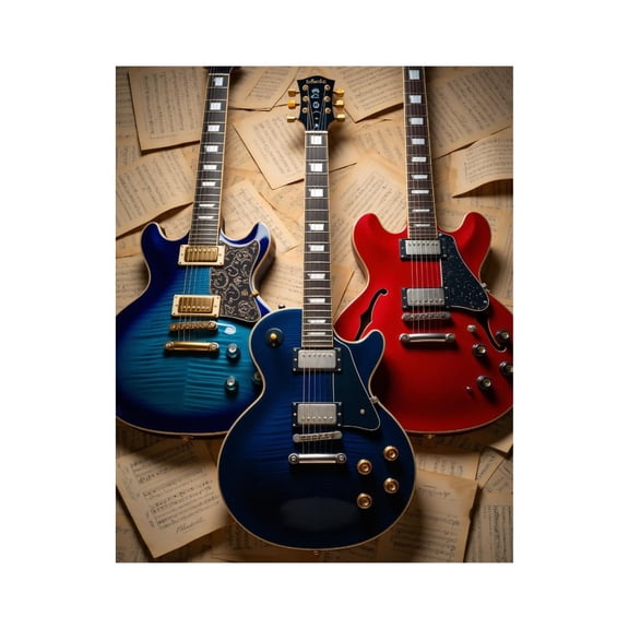 Paint By Numbers Kit for Adults Beginner - DIY Electric Guitars Music Notes Composition Canvas Painting Kits for Adults, Frameless Paint By Number for Adults for Home Wall Decor 16x20 Inch