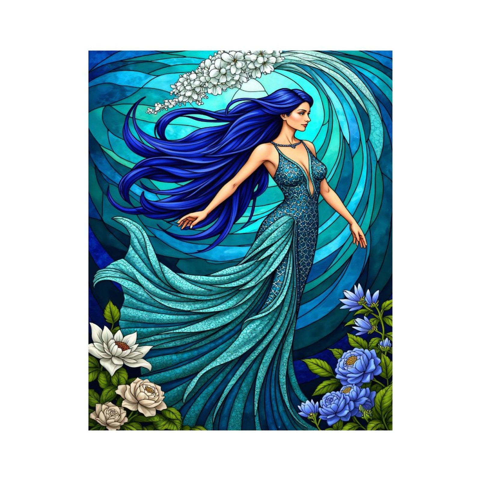 Paint By Numbers Kit for Adults Beginner - DIY Elegant Blue Fantasy Art Woman Canvas Painting Kits for Adults, Frameless Paint By Number for Adults for Home Wall Decor 16x20 Inch