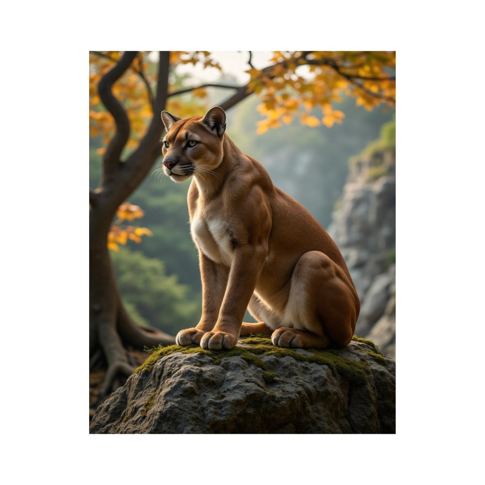 Paint By Numbers Kit for Adults Beginner - DIY Elegant Cougar Autumn Rock Vista Canvas Painting Kits for Adults, Frameless Paint By Number for Adults for Home Wall Decor 16x20 Inch