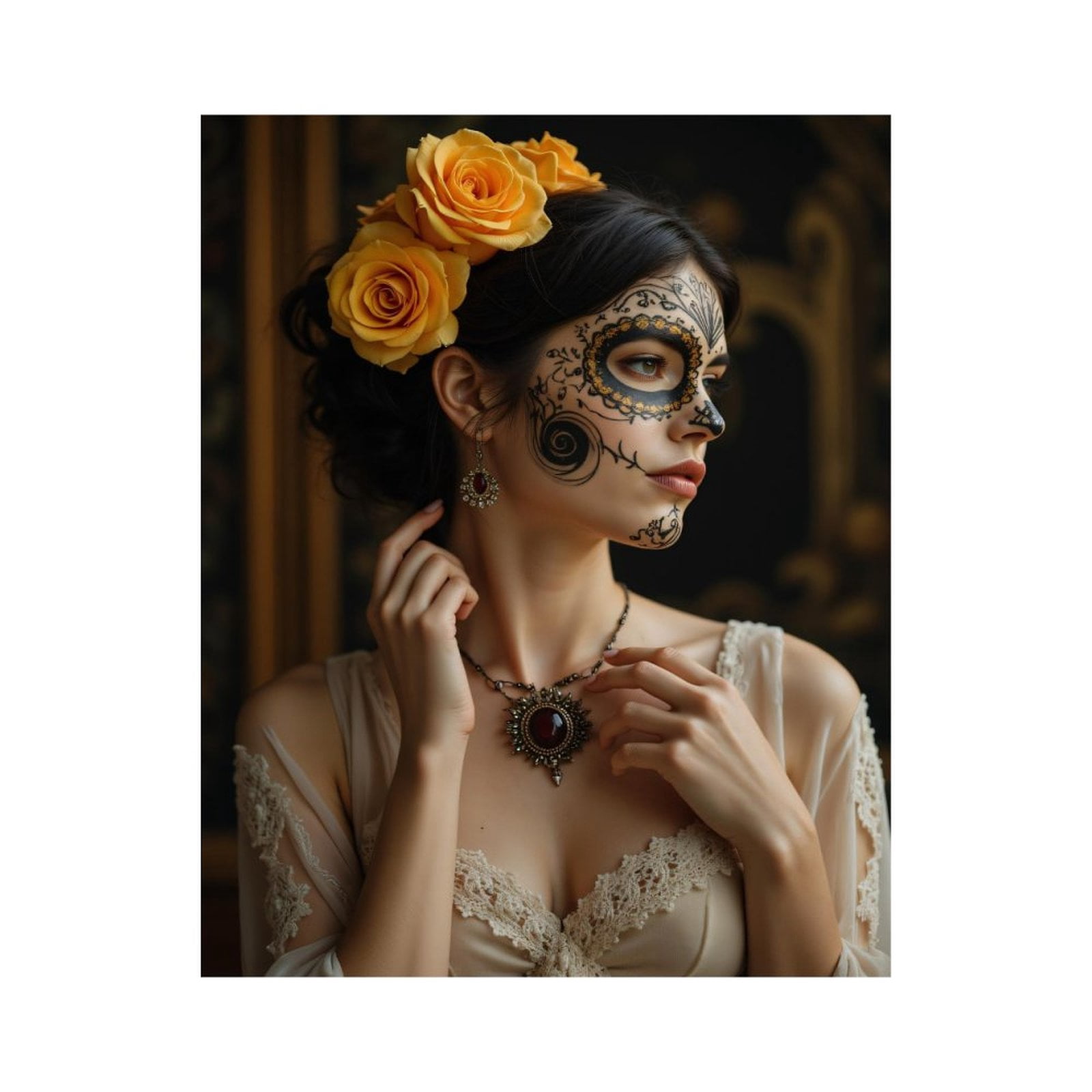 Paint By Numbers Kit for Adults Beginner - DIY Elegant Floral Face Art Beauty Canvas Painting Kits for Adults, Frameless Paint By Number for Adults for Home Wall Decor 16x20 Inch