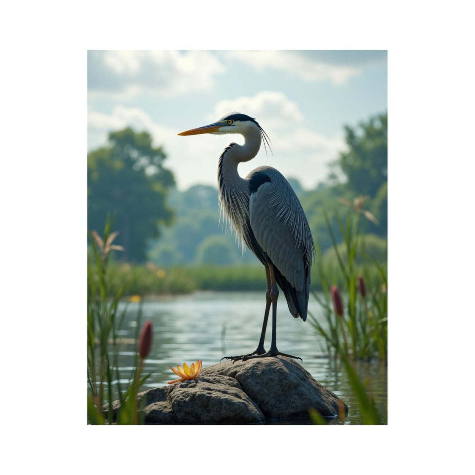 Paint By Numbers Kit for Adults Beginner - DIY Elegant Heron On River Rock Canvas Painting Kits for Adults, Frameless Paint By Number for Adults for Home Wall Decor 16x20 Inch