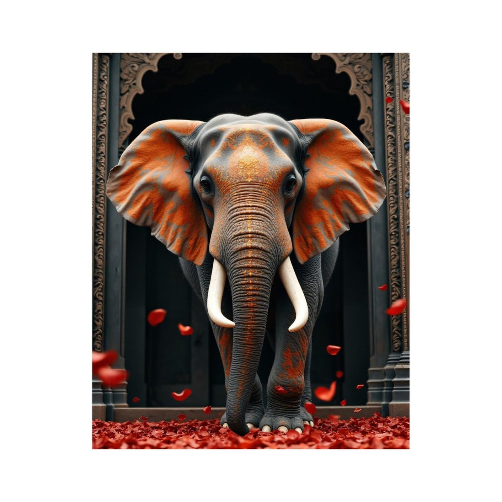 Paint By Numbers Kit for Adults Beginner - DIY Elephant Regal Petals Architecture Canvas Painting Kits for Adults, Frameless Paint By Number for Adults for Home Wall Decor 16x20 Inch