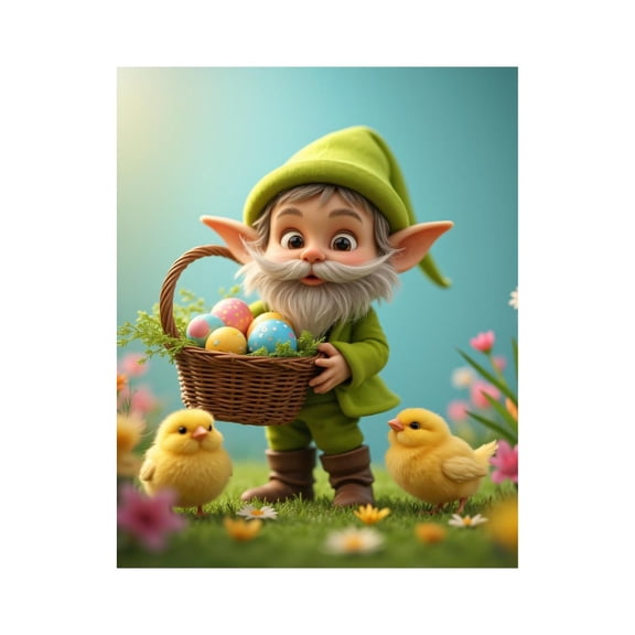 Paint By Numbers Kit for Adults Beginner - DIY Elf Chick Spring Basket Scene Canvas Painting Kits for Adults, Frameless Paint By Number for Adults for Home Wall Decor 16x20 Inch