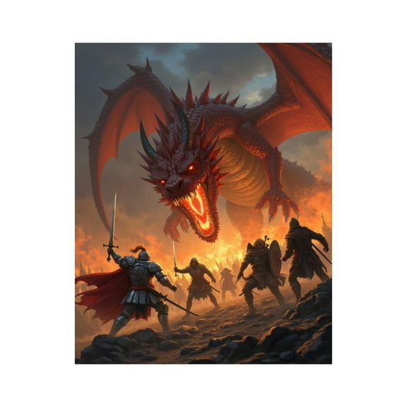 Paint By Numbers Kit for Adults Beginner - DIY Epic Dragon Battle Knights Flames Canvas Painting Kits for Adults, Frameless Paint By Number for Adults for Home Wall Decor 16x20 Inch