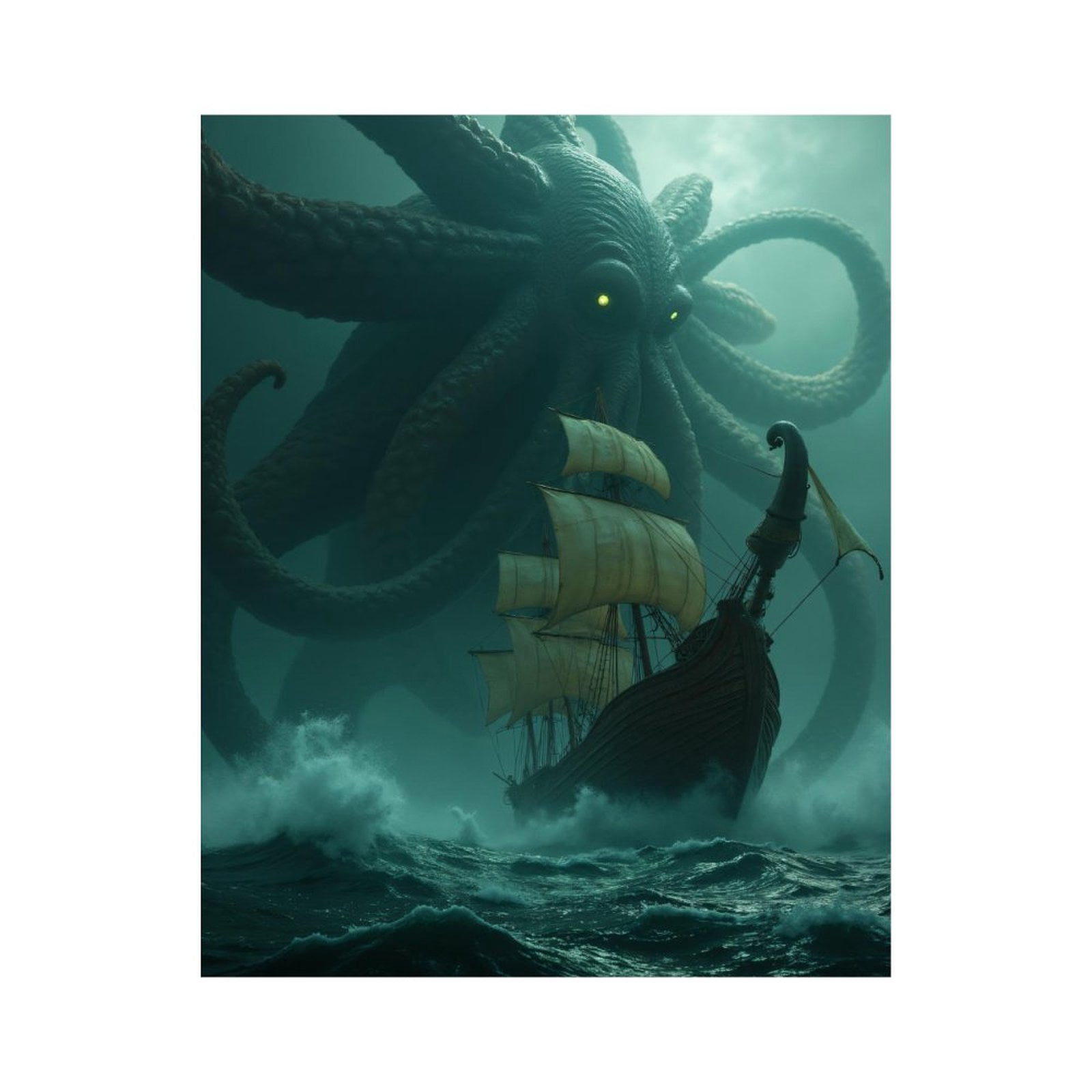 Paint By Numbers Kit for Adults Beginner - DIY Epic Sea Monster Ship Adventure Canvas Painting Kits for Adults, Frameless Paint By Number for Adults for Home Wall Decor 16x20 Inch