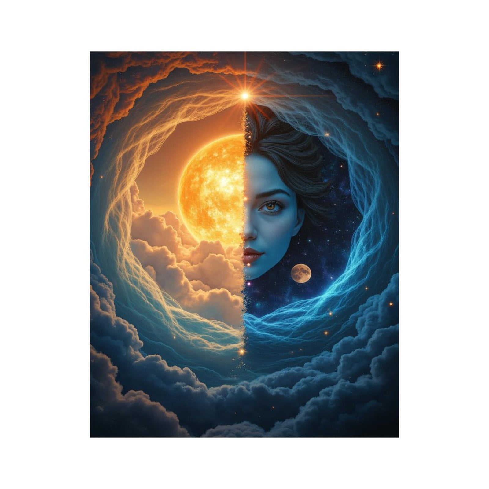 Paint By Numbers Kit for Adults Beginner - DIY Ethereal Dual Face Sky Art Canvas Painting Kits for Adults, Frameless Paint By Number for Adults for Home Wall Decor 16x20 Inch