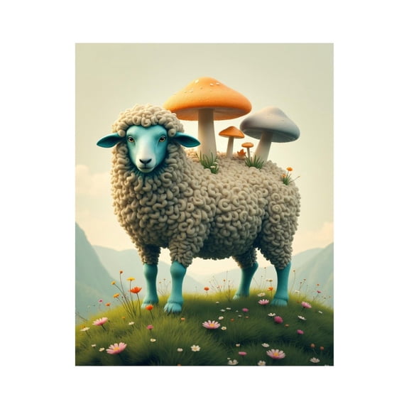 Paint By Numbers Kit for Adults Beginner - DIY Fantasy Sheep Pastoral Mushrooms Dream Canvas Painting Kits for Adults, Frameless Paint By Number for Adults for Home Wall Decor 16x20 Inch