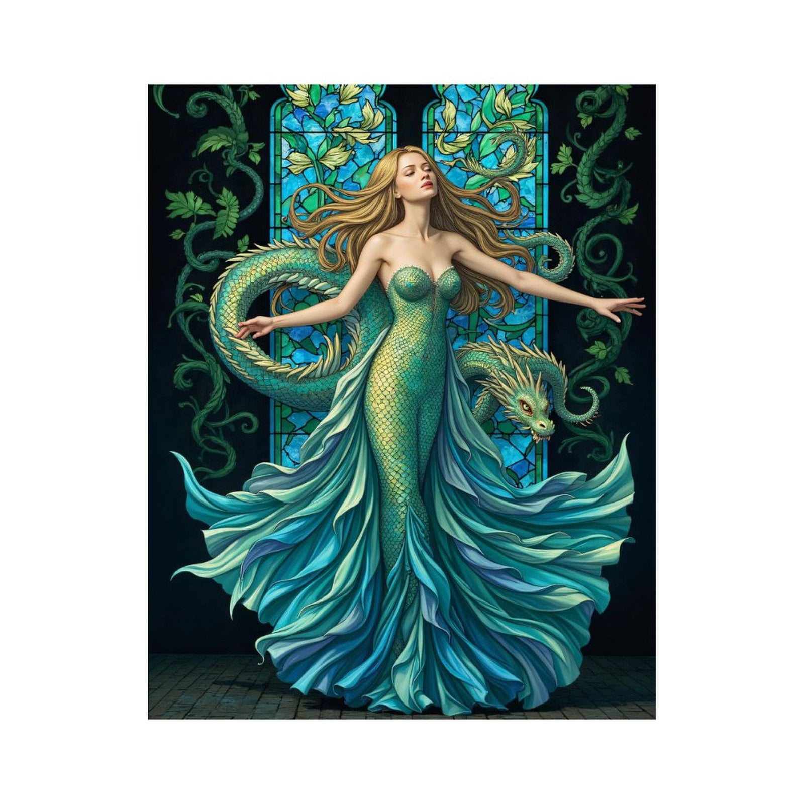 Paint By Numbers Kit for Adults Beginner - DIY Fantasy Woman Dragon Stained Glass Canvas Painting Kits for Adults, Frameless Paint By Number for Adults for Home Wall Decor 16x20 Inch