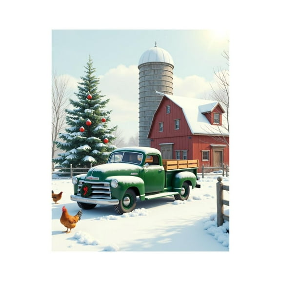 Paint By Numbers Kit for Adults Beginner - DIY Farm Truck Winter Snow Scene Canvas Painting Kits for Adults, Frameless Paint By Number for Adults for Home Wall Decor 16x20 Inch