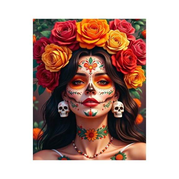 Paint By Numbers Kit for Adults Beginner - DIY Festive Face Art Floral Crown Canvas Painting Kits for Adults, Frameless Paint By Number for Adults for Home Wall Decor 16x20 Inch