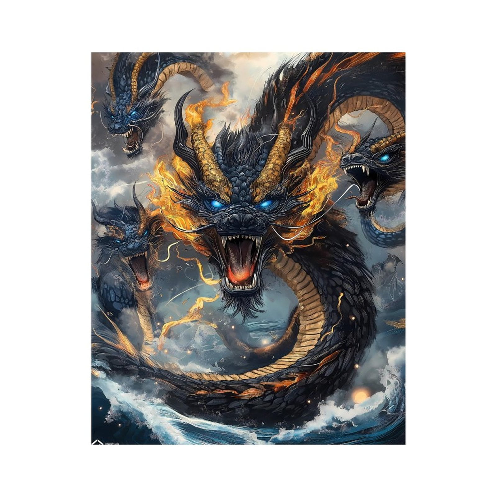 Paint By Numbers Kit for Adults Beginner - DIY Fierce Mythical Fire Water Dragon Art Canvas Painting Kits for Adults, Frameless Paint By Number for Adults for Home Wall Decor 16x20 Inch