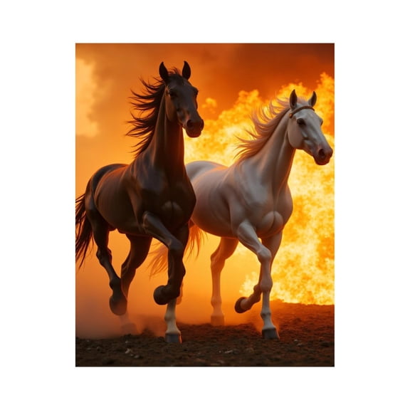 Paint By Numbers Kit for Adults Beginner - DIY Fiery Horses Running Front Flames Canvas Painting Kits for Adults, Frameless Paint By Number for Adults for Home Wall Decor 16x20 Inch