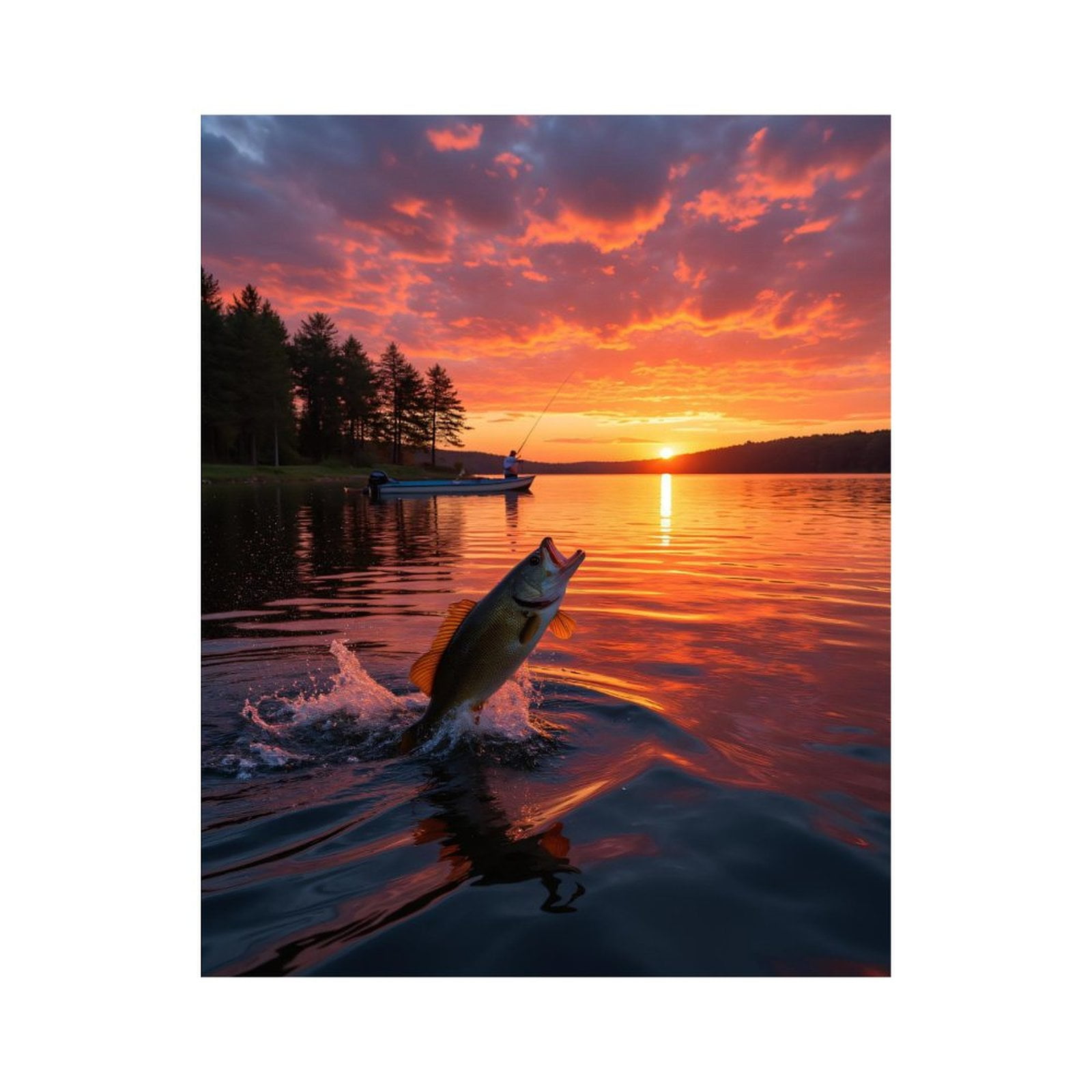 Paint By Numbers Kit for Adults Beginner - DIY Fishing Sunset Lake Splashing Water Canvas Painting Kits for Adults, Frameless Paint By Number for Adults for Home Wall Decor 16x20 Inch
