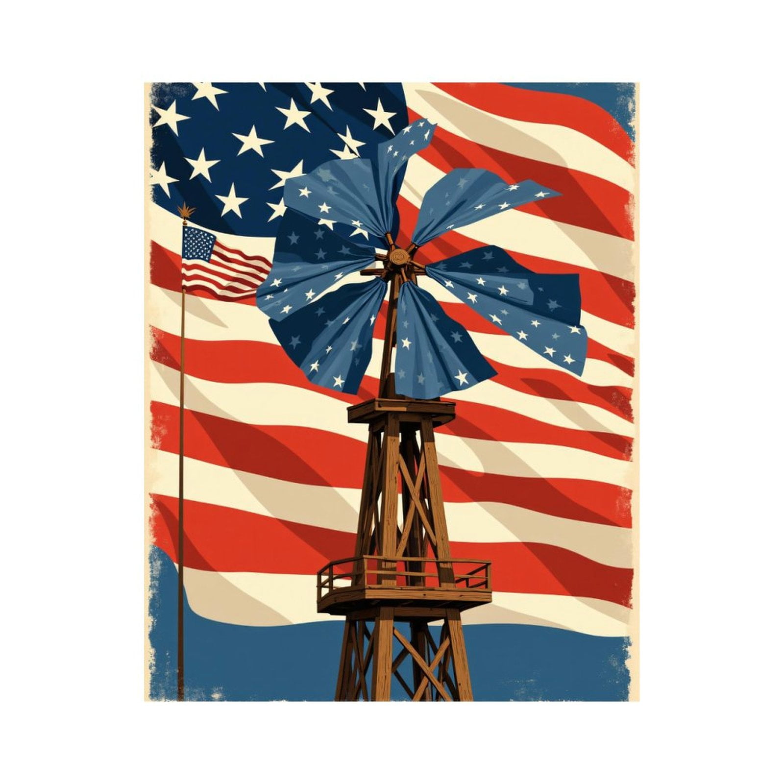 Paint By Numbers Kit for Adults Beginner - DIY Flag Windmill Art Retro Design Canvas Painting Kits for Adults, Frameless Paint By Number for Adults for Home Wall Decor 16x20 Inch