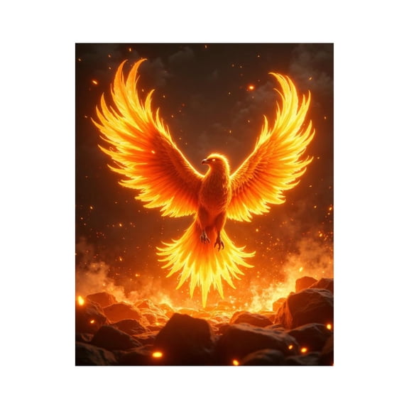 Paint By Numbers Kit for Adults Beginner - DIY Flaming Bird Rising From Flames Canvas Painting Kits for Adults, Frameless Paint By Number for Adults for Home Wall Decor 16x20 Inch
