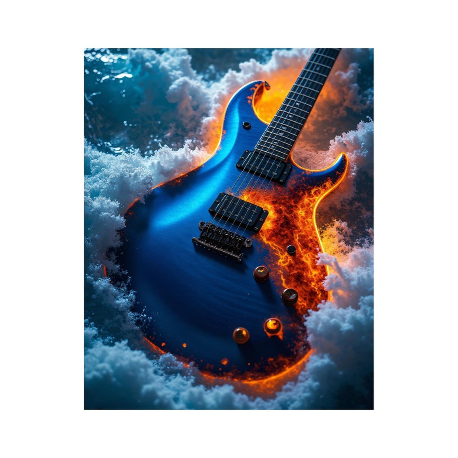 Paint By Numbers Kit for Adults Beginner - DIY Flaming Guitar In Snow Canvas Painting Kits for Adults, Frameless Paint By Number for Adults for Home Wall Decor 16x20 Inch