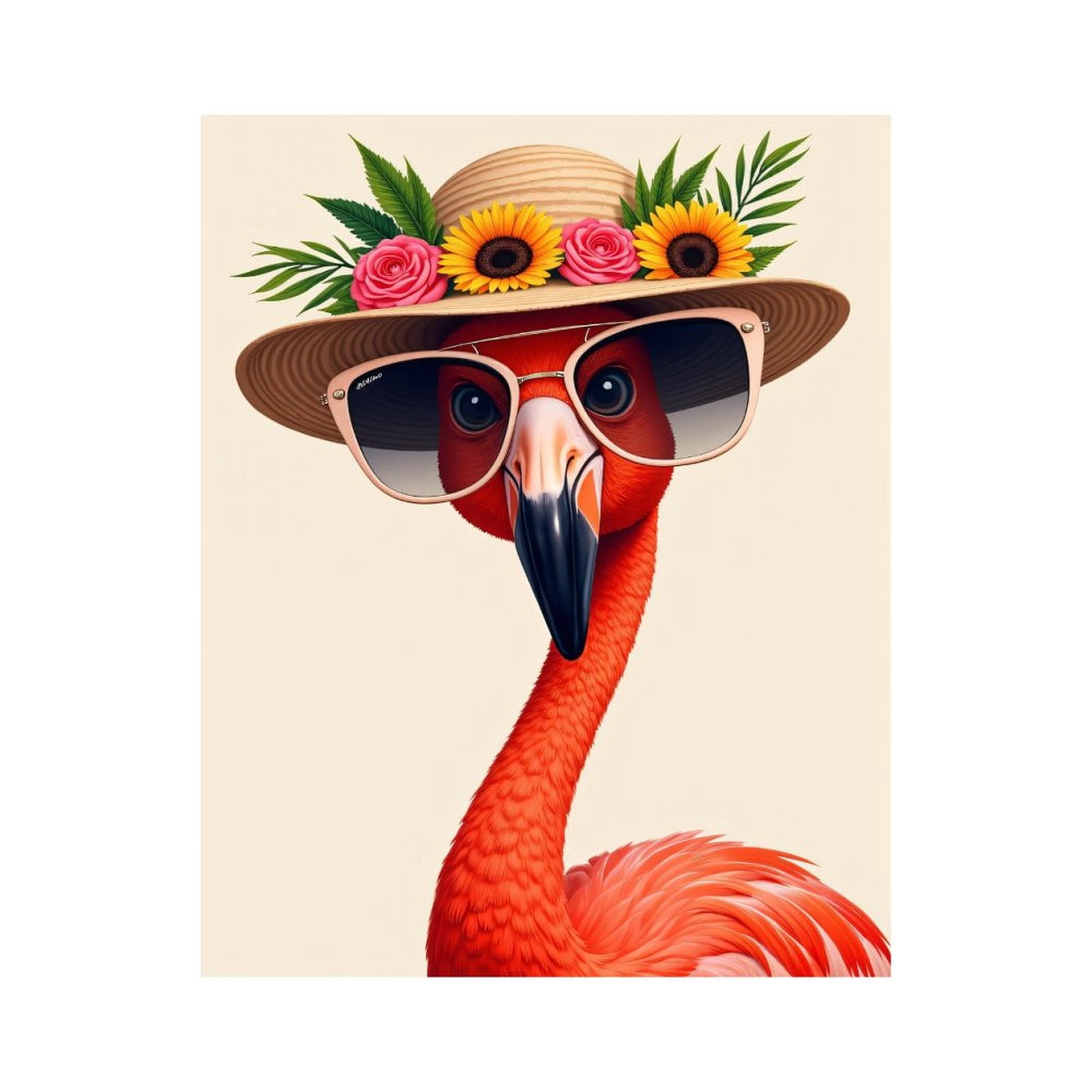 Paint By Numbers Kit for Adults Beginner - DIY Flamingo Summer Hat Sunglasses Flowers Canvas Painting Kits for Adults, Frameless Paint By Number for Adults for Home Wall Decor 16x20 Inch