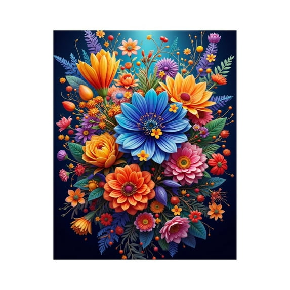 Paint By Numbers Kit for Adults Beginner - DIY Floral Bouquet Colorful Bloom Art Canvas Painting Kits for Adults, Frameless Paint By Number for Adults for Home Wall Decor 16x20 Inch