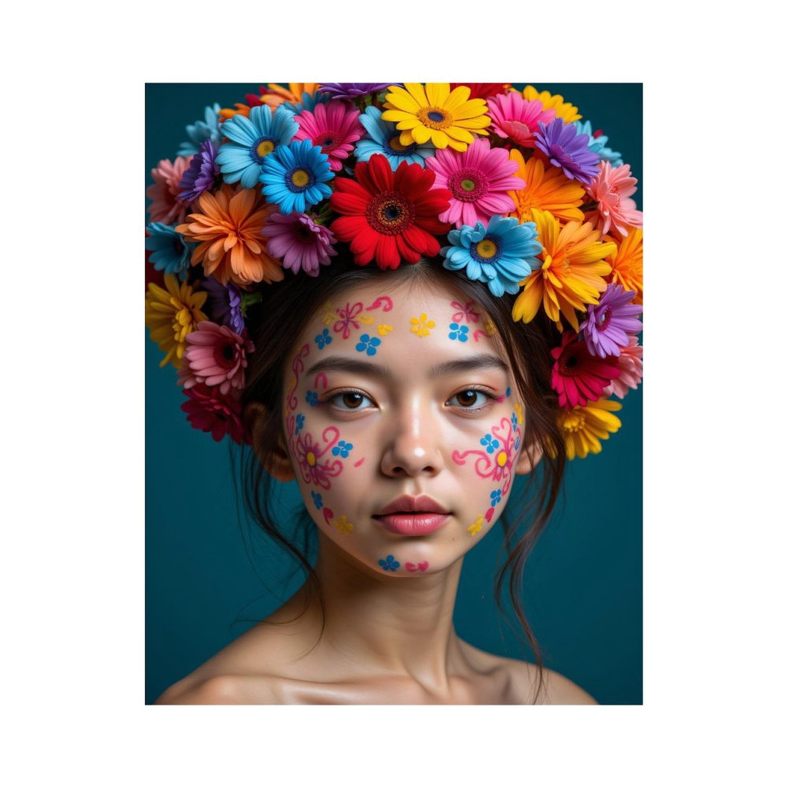 Paint By Numbers Kit for Adults Beginner - DIY Floral Headdress Face Art Portrait Canvas Painting Kits for Adults, Frameless Paint By Number for Adults for Home Wall Decor 16x20 Inch
