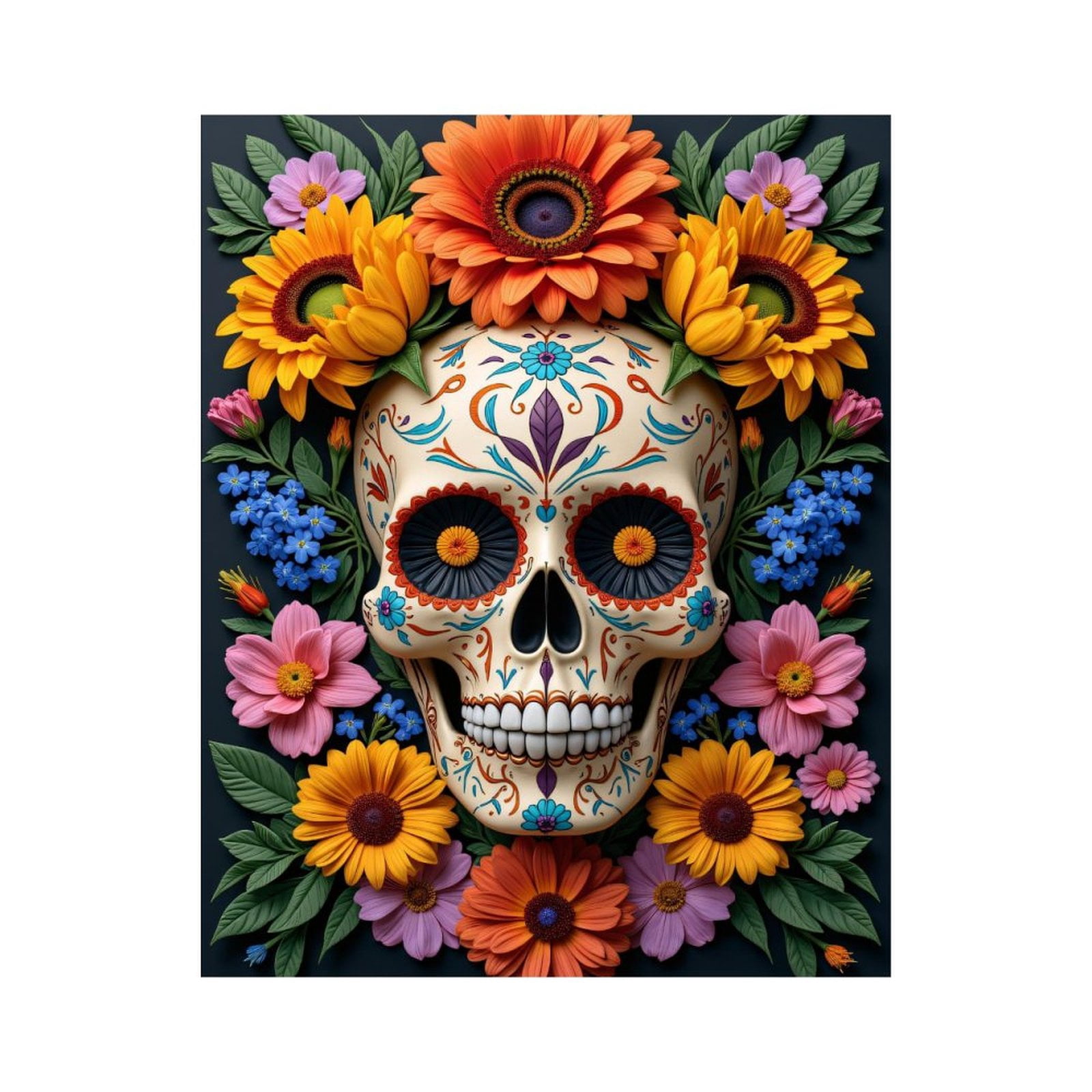 Paint By Numbers Kit for Adults Beginner - DIY Floral Skull Art Celebration Canvas Painting Kits for Adults, Frameless Paint By Number for Adults for Home Wall Decor 16x20 Inch