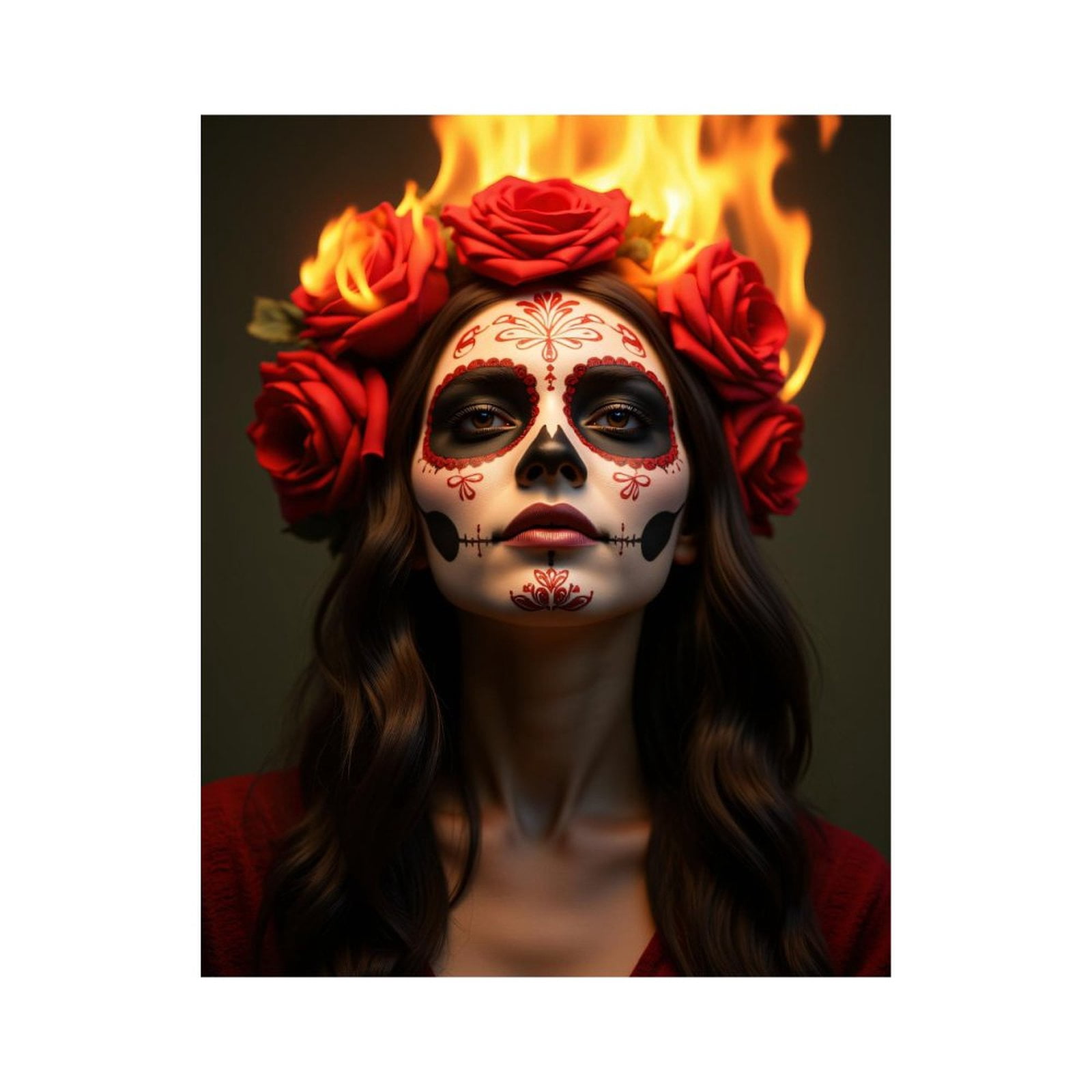 Paint By Numbers Kit for Adults Beginner - DIY Floral Skull Art Fire Roses Canvas Painting Kits for Adults, Frameless Paint By Number for Adults for Home Wall Decor 16x20 Inch
