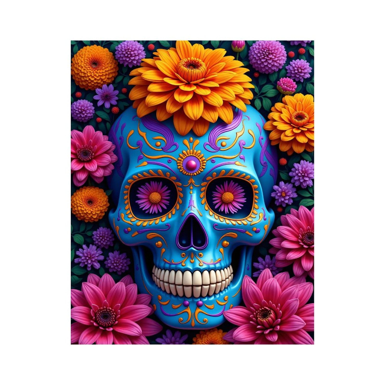 Paint By Numbers Kit for Adults Beginner - DIY Floral Skull Art With Vibrant Colors Canvas Painting Kits for Adults, Frameless Paint By Number for Adults for Home Wall Decor 16x20 Inch