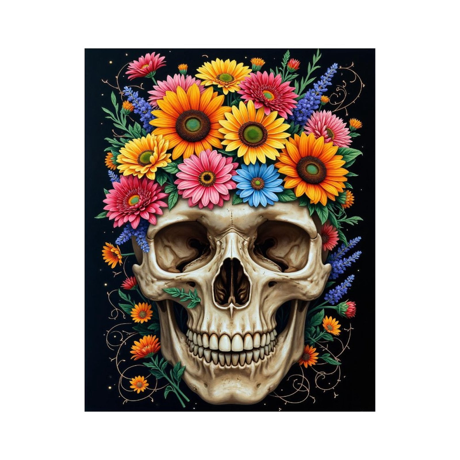 Paint By Numbers Kit for Adults Beginner - DIY Floral Skull Art Vibrant Design Canvas Painting Kits for Adults, Frameless Paint By Number for Adults for Home Wall Decor 16x20 Inch