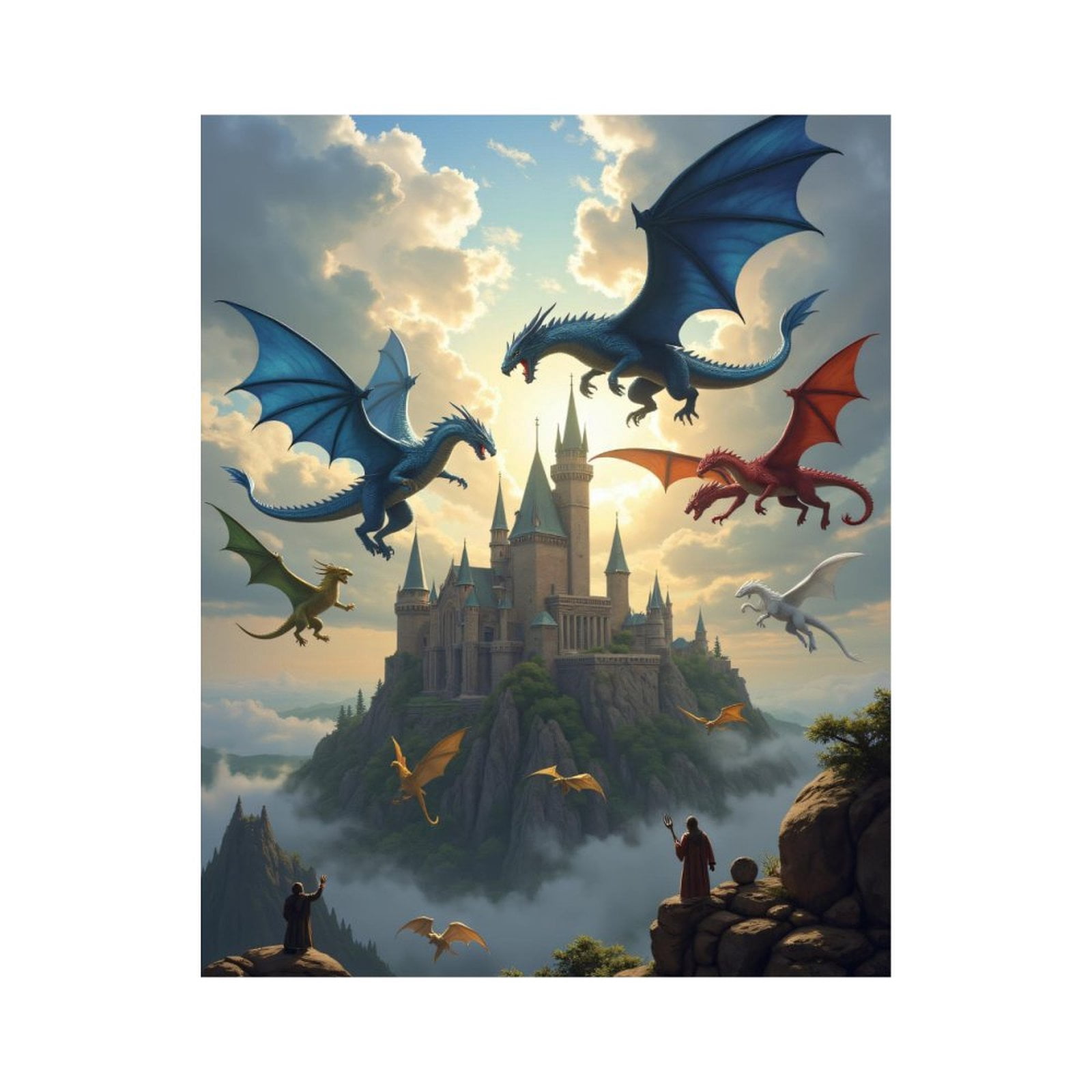Paint By Numbers Kit for Adults Beginner - DIY Flying Dragons Over Mystical Castle Canvas Painting Kits for Adults, Frameless Paint By Number for Adults for Home Wall Decor 16x20 Inch