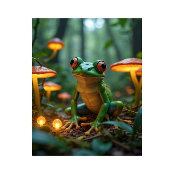Paint By Numbers Kit for Adults Beginner - DIY Forest Frog Glow Canvas Painting Kits for Adults, Frameless Paint By Number for Adults for Home Wall Decor 16x20 Inch