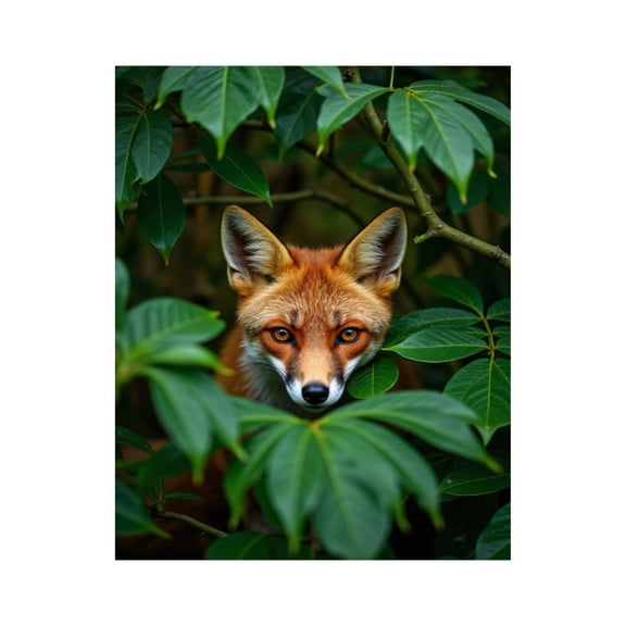 Paint By Numbers Kit for Adults Beginner - DIY Fox Greenery Peering Leaves Nature Canvas Painting Kits for Adults, Frameless Paint By Number for Adults for Home Wall Decor 16x20 Inch