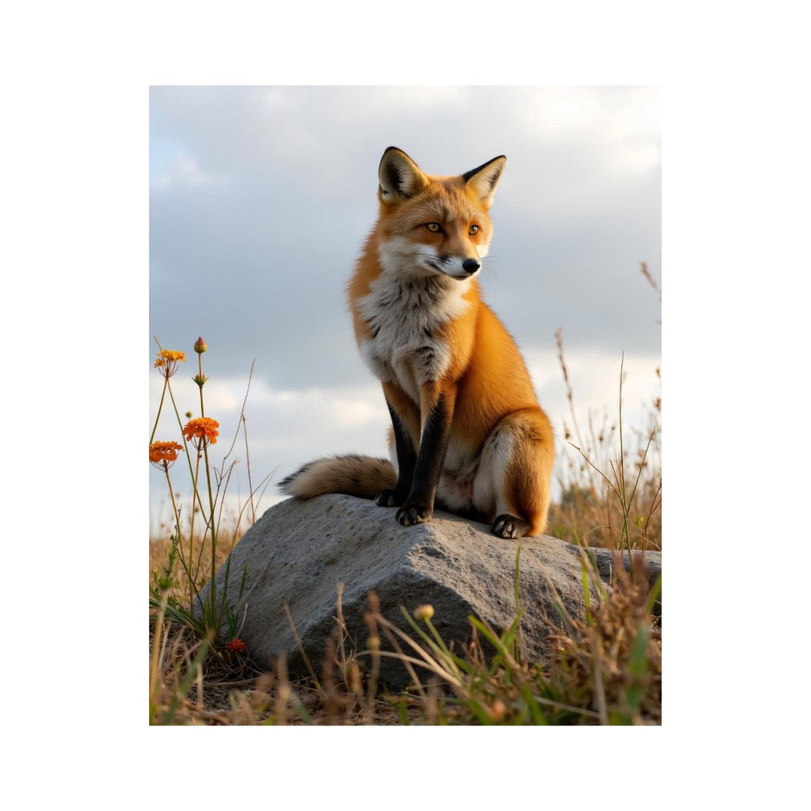 Paint By Numbers Kit for Adults Beginner - DIY Fox On Rock In Grassland Canvas Painting Kits for Adults, Frameless Paint By Number for Adults for Home Wall Decor 16x20 Inch