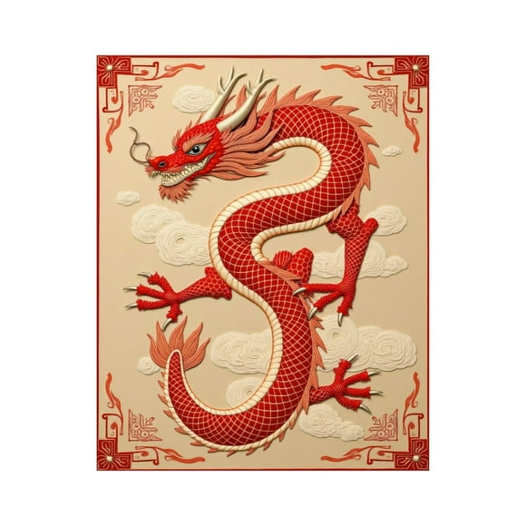 Paint By Numbers Kit for Adults Beginner - DIY Frameless Red Dragon Mythical Clouds Art Painting Kits for Adults, Canvas Paint By Number for Adults for Home Wall Decor 16x20 Inch