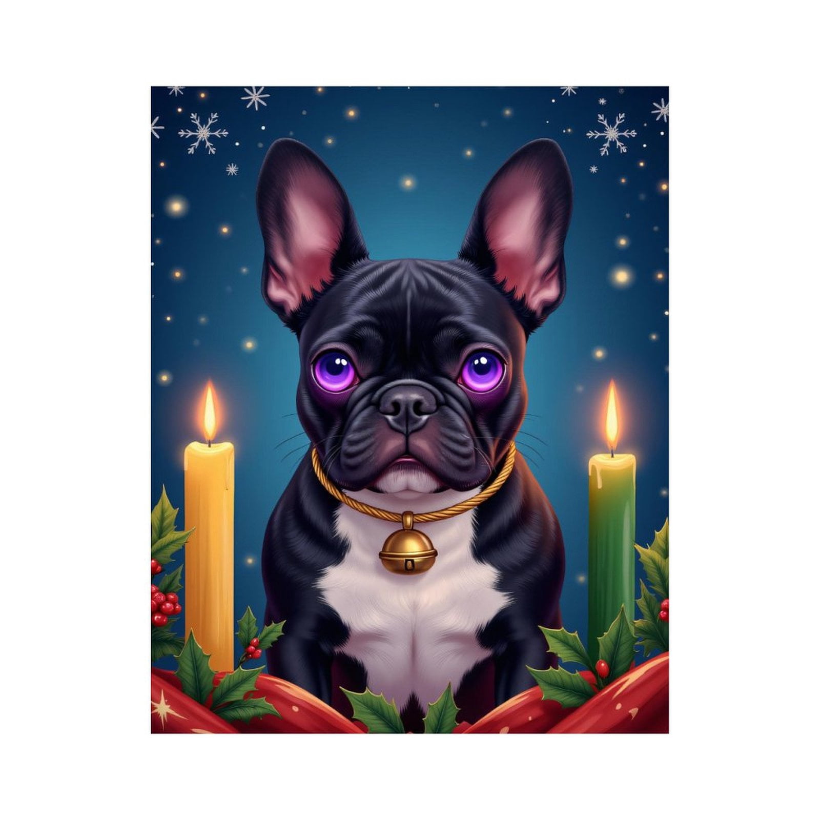 Paint By Numbers Kit for Adults Beginner - DIY Frenchie Christmas Candle Glow Canvas Painting Kits for Adults, Frameless Paint By Number for Adults for Home Wall Decor 16x20 Inch
