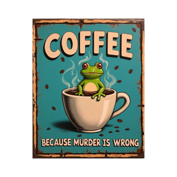 Paint By Numbers Kit for Adults Beginner - DIY Frog Coffee Humor Sign Retro Style Canvas Painting Kits for Adults, Frameless Paint By Number for Adults for Home Wall Decor 16x20 Inch