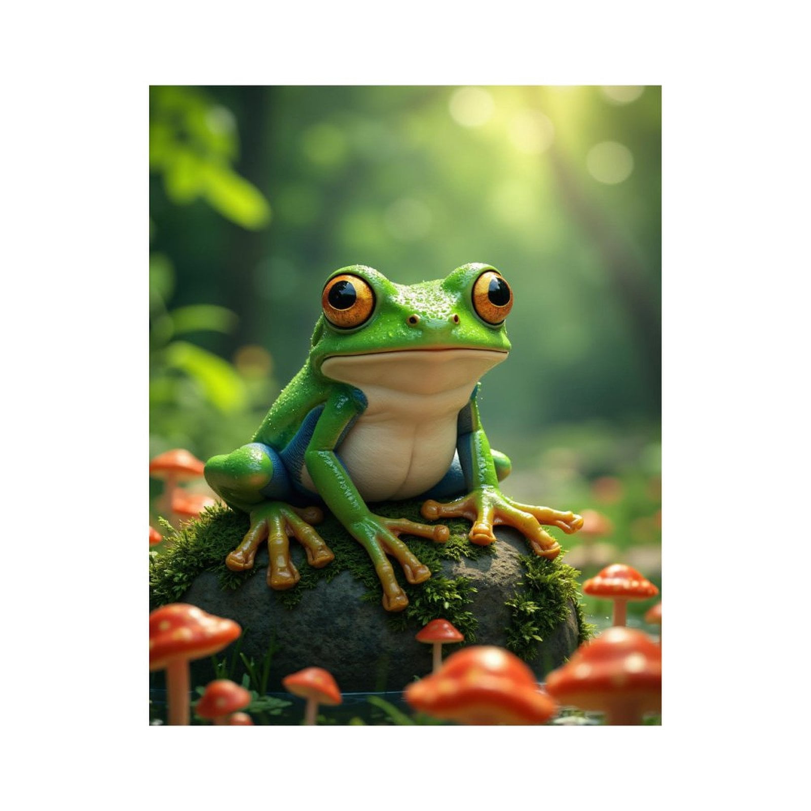 Paint By Numbers Kit for Adults Beginner - DIY Frog On Mossy Rock With Mushrooms Canvas Painting Kits for Adults, Frameless Paint By Number for Adults for Home Wall Decor 16x20 Inch