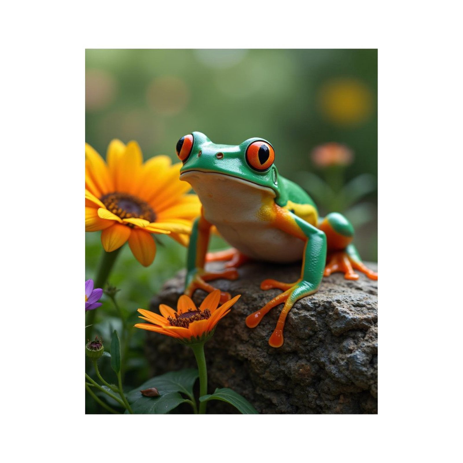Paint By Numbers Kit for Adults Beginner - DIY Frog On Rock With Colorful Flowers Canvas Painting Kits for Adults, Frameless Paint By Number for Adults for Home Wall Decor 16x20 Inch