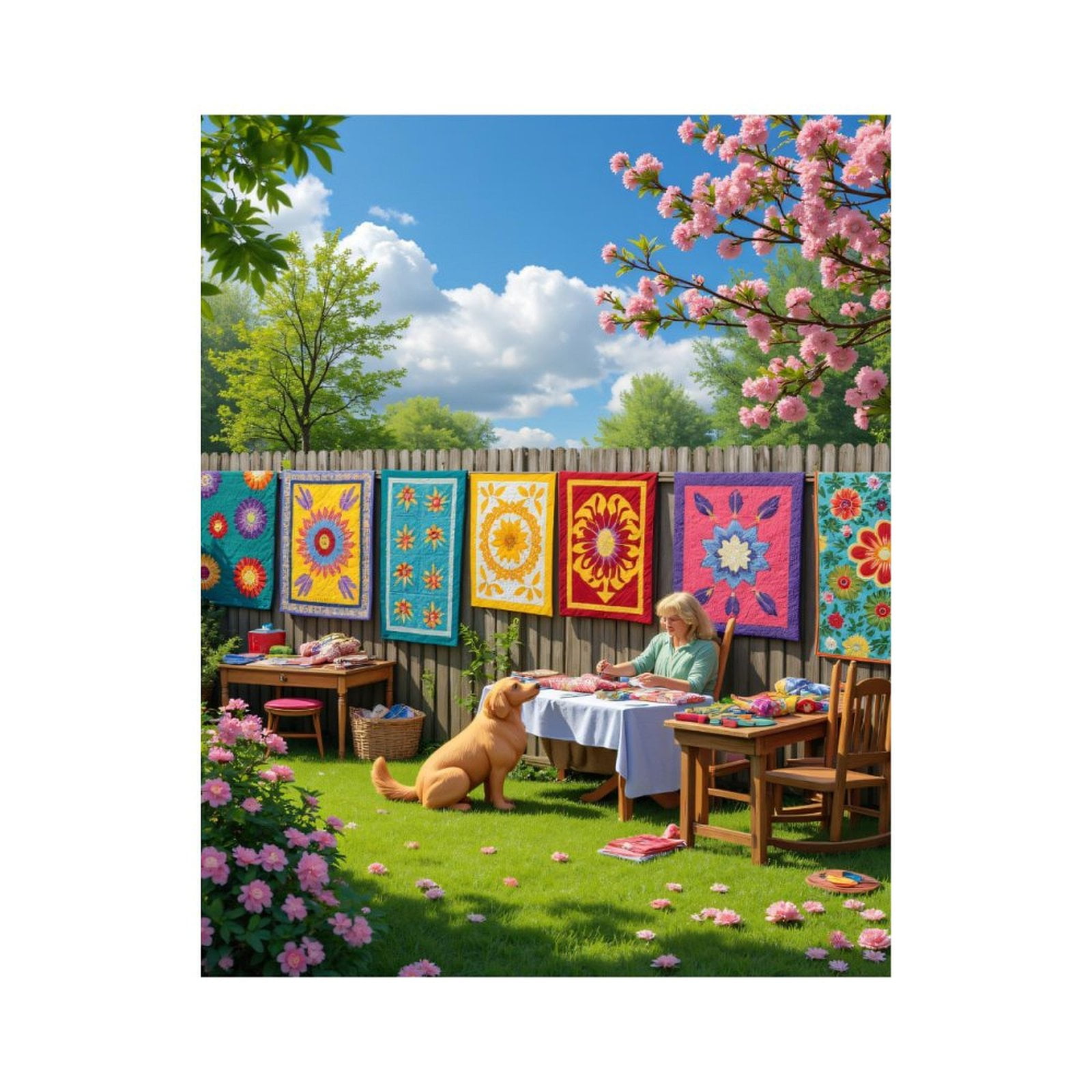 Paint By Numbers Kit for Adults Beginner - DIY Garden Quilting Spring Blossom Art Canvas Painting Kits for Adults, Frameless Paint By Number for Adults for Home Wall Decor 16x20 Inch