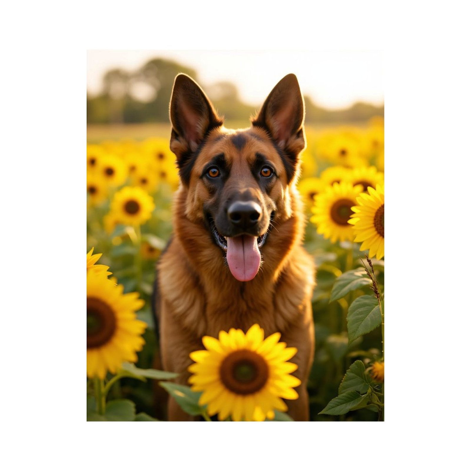 Paint By Numbers Kit for Adults Beginner - DIY German Shepherd Sunflower Field Canvas Painting Kits for Adults, Frameless Paint By Number for Adults for Home Wall Decor 16x20 Inch