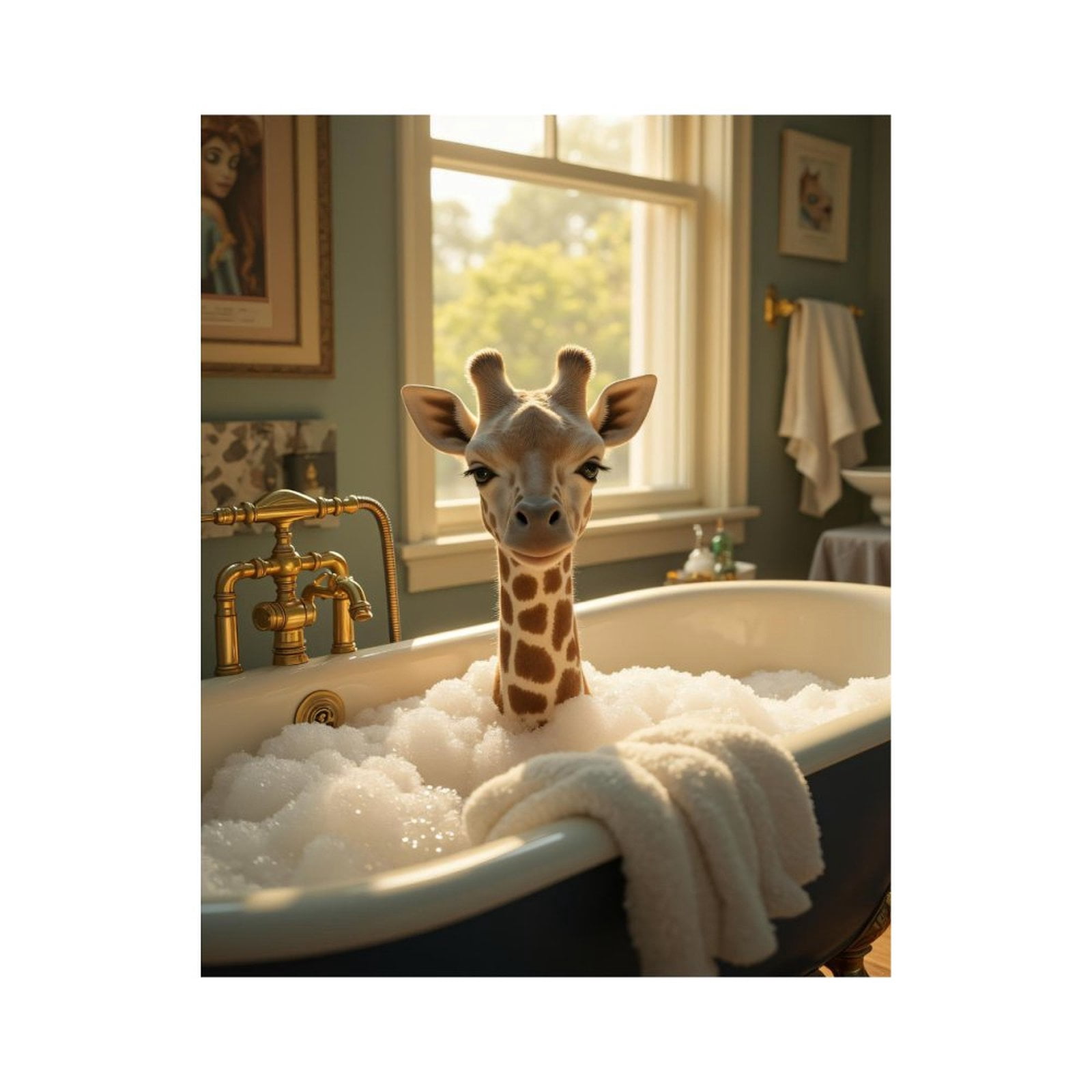 Paint By Numbers Kit for Adults Beginner - DIY Giraffe Bubble Bath Delight Canvas Painting Kits for Adults, Frameless Paint By Number for Adults for Home Wall Decor 16x20 Inch