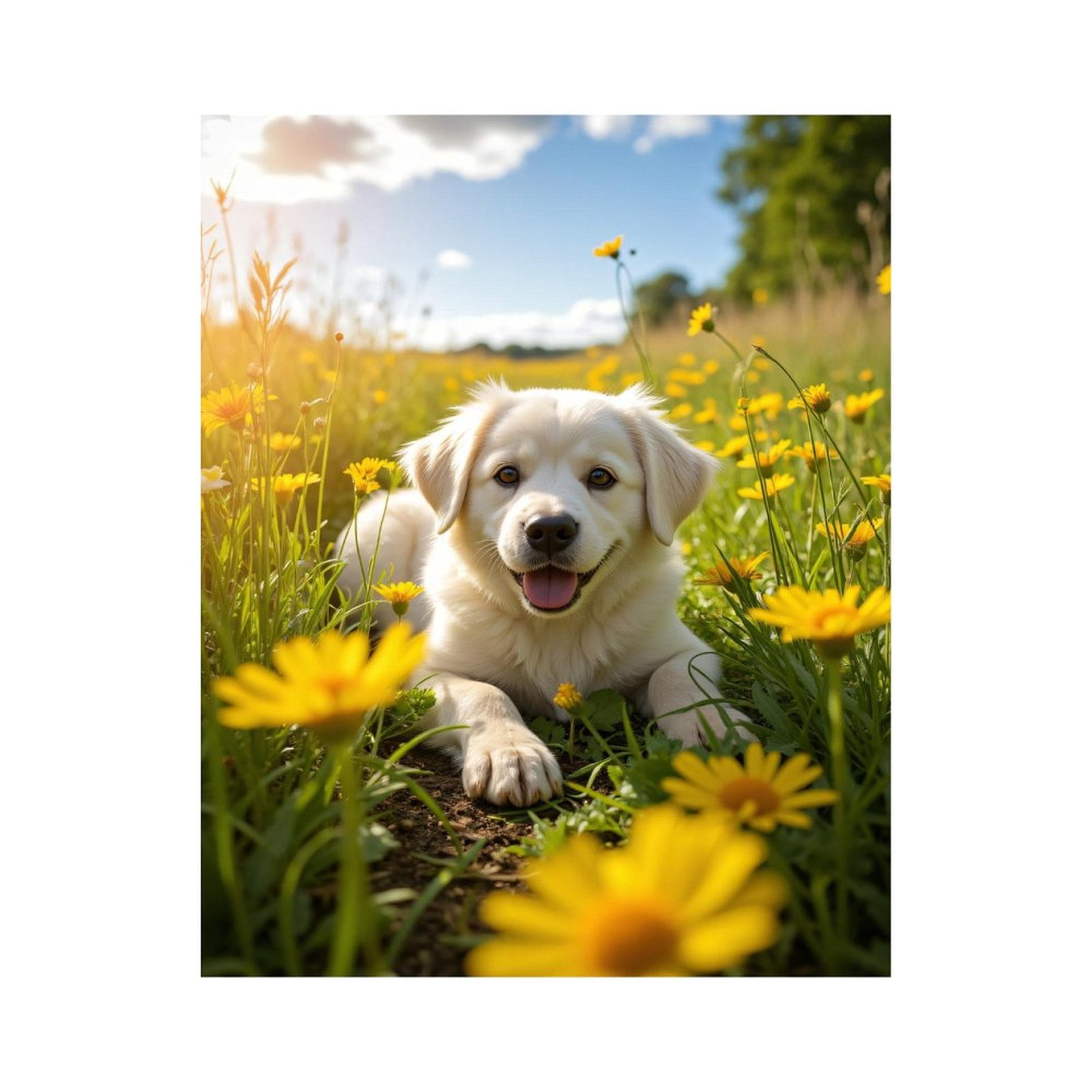 Paint By Numbers Kit for Adults Beginner - DIY Golden Field Happy Puppy Canvas Painting Kits for Adults, Frameless Paint By Number for Adults for Home Wall Decor 16x20 Inch