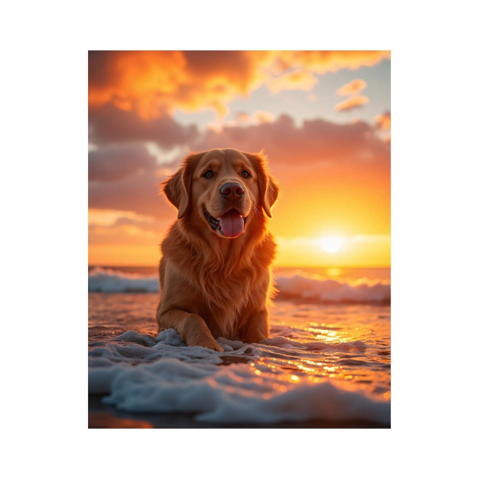 Paint By Numbers Kit for Adults Beginner - DIY Golden Retriever Beach Sunset Canvas Painting Kits for Adults, Frameless Paint By Number for Adults for Home Wall Decor 16x20 Inch