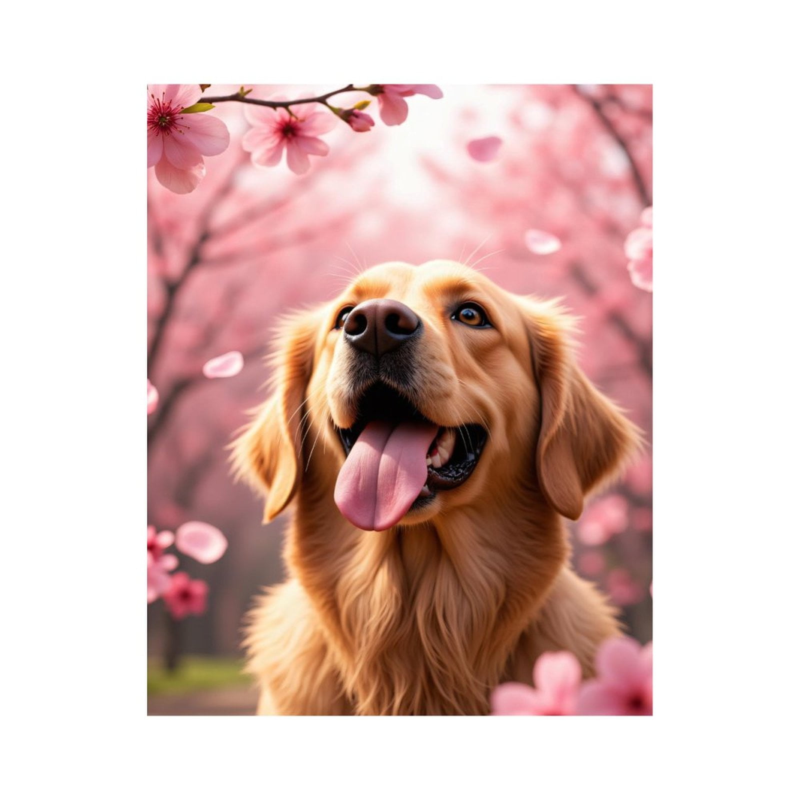 Paint By Numbers Kit for Adults Beginner - DIY Golden Retriever Cherry Blossoms Canvas Painting Kits for Adults, Frameless Paint By Number for Adults for Home Wall Decor 16x20 Inch