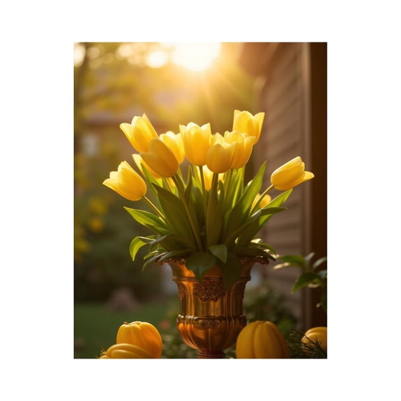 Paint By Numbers Kit for Adults Beginner - DIY Golden Tulips In Sunlit Vase Canvas Painting Kits for Adults, Frameless Paint By Number for Adults for Home Wall Decor 16x20 Inch