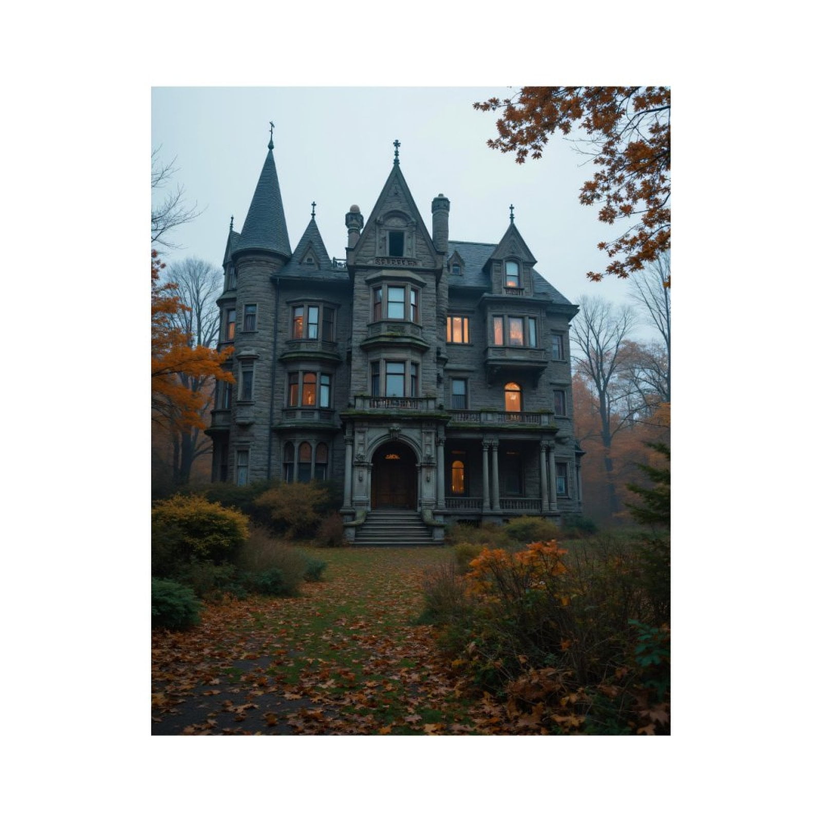 Paint By Numbers Kit for Adults Beginner - DIY Gothic Mansion Autumn Canvas Painting Kits for Adults, Frameless Paint By Number for Adults for Home Wall Decor 16x20 Inch