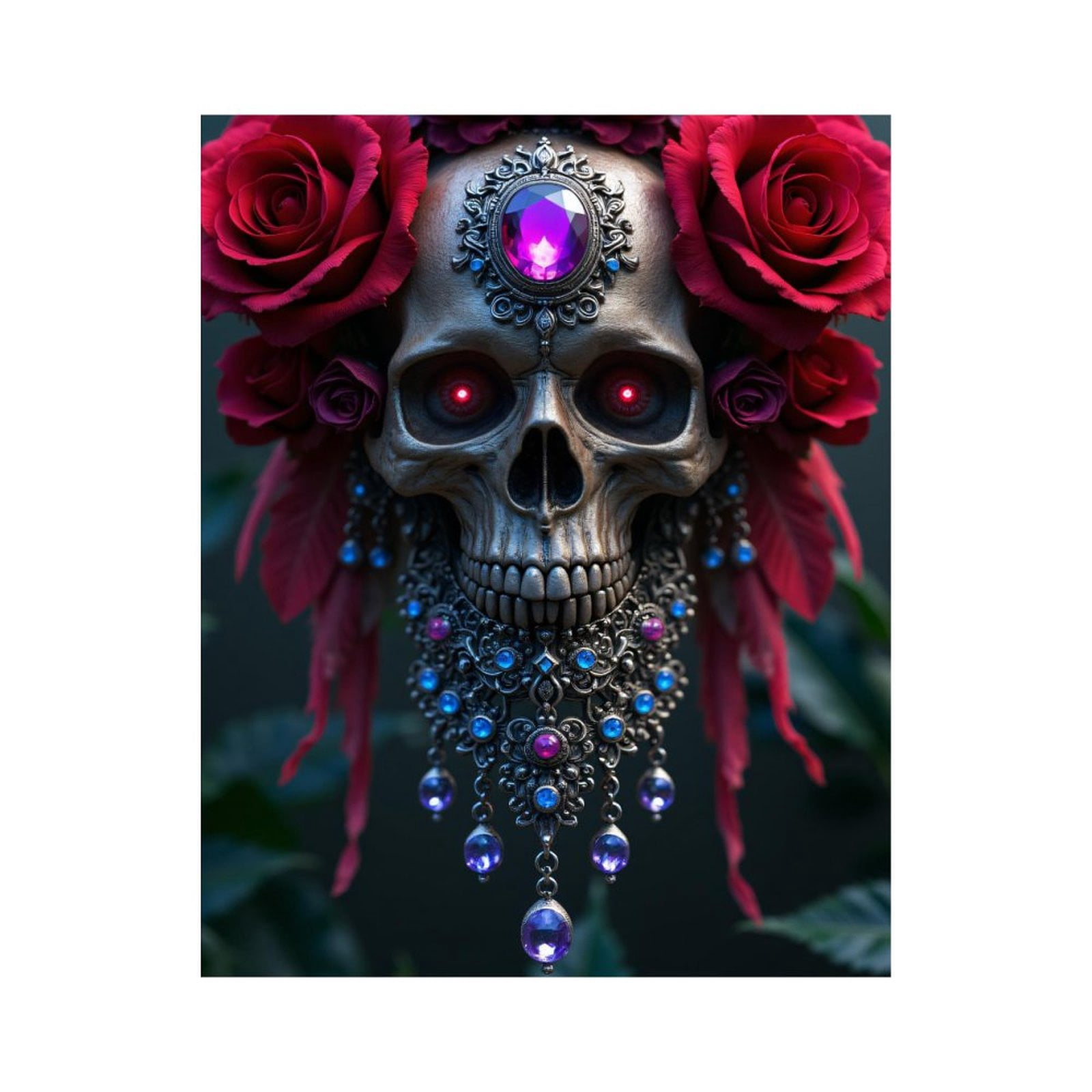 Paint By Numbers Kit for Adults Beginner - DIY Gothic Skull Art Rose Jewels Canvas Painting Kits for Adults, Frameless Paint By Number for Adults for Home Wall Decor 16x20 Inch