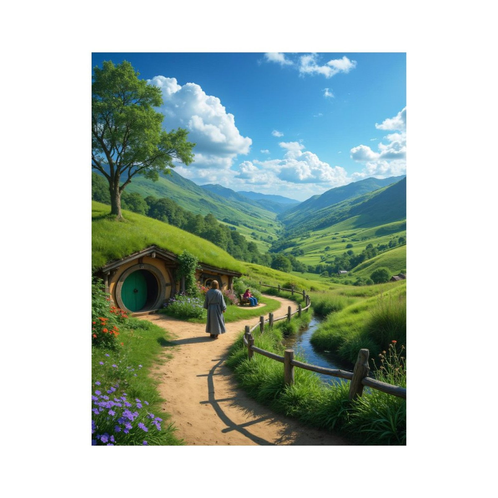 Paint By Numbers Kit for Adults Beginner - DIY Green Hillside Pathway Village Canvas Painting Kits for Adults, Frameless Paint By Number for Adults for Home Wall Decor 16x20 Inch